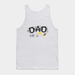 Dad to be | Pregnancy Announcement With Black Floral Typography and Yellow Heart And Bee Tank Top